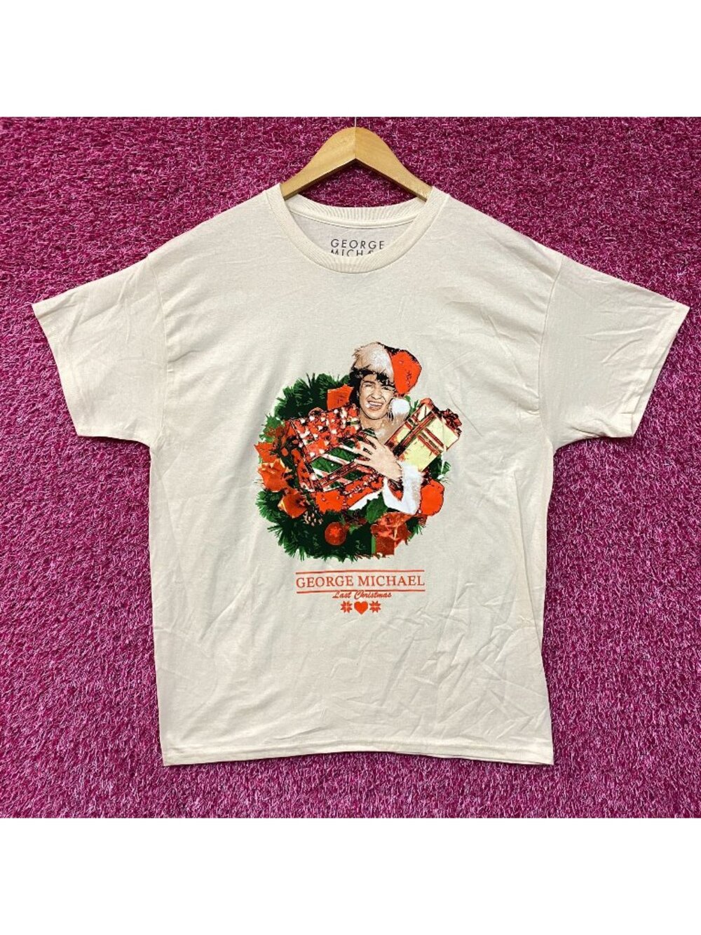 George Michael Last Christmas Portrait T-Shirt Large